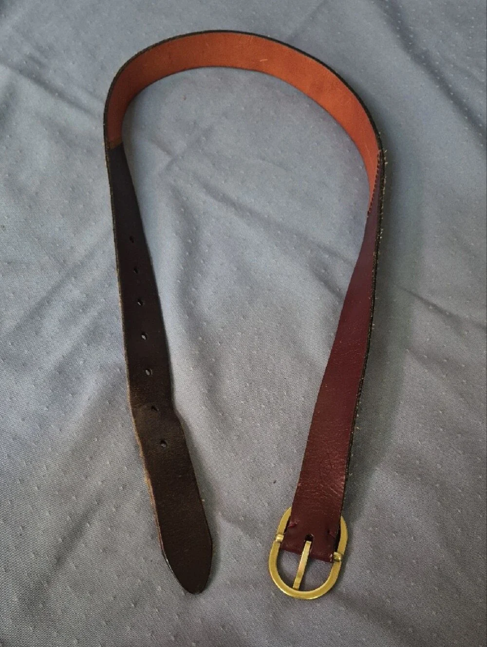 Fossil Patchwork Leather Belt Womens S Brass Oval Buckle Hippie Boho Festival